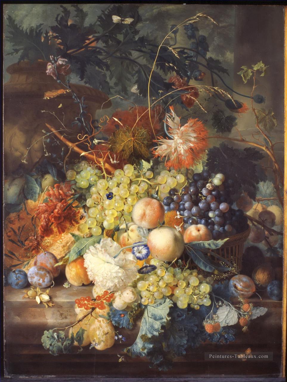 Nature morte de fruits entaped dans un panier Jan van Huysum Peintures à l'huile